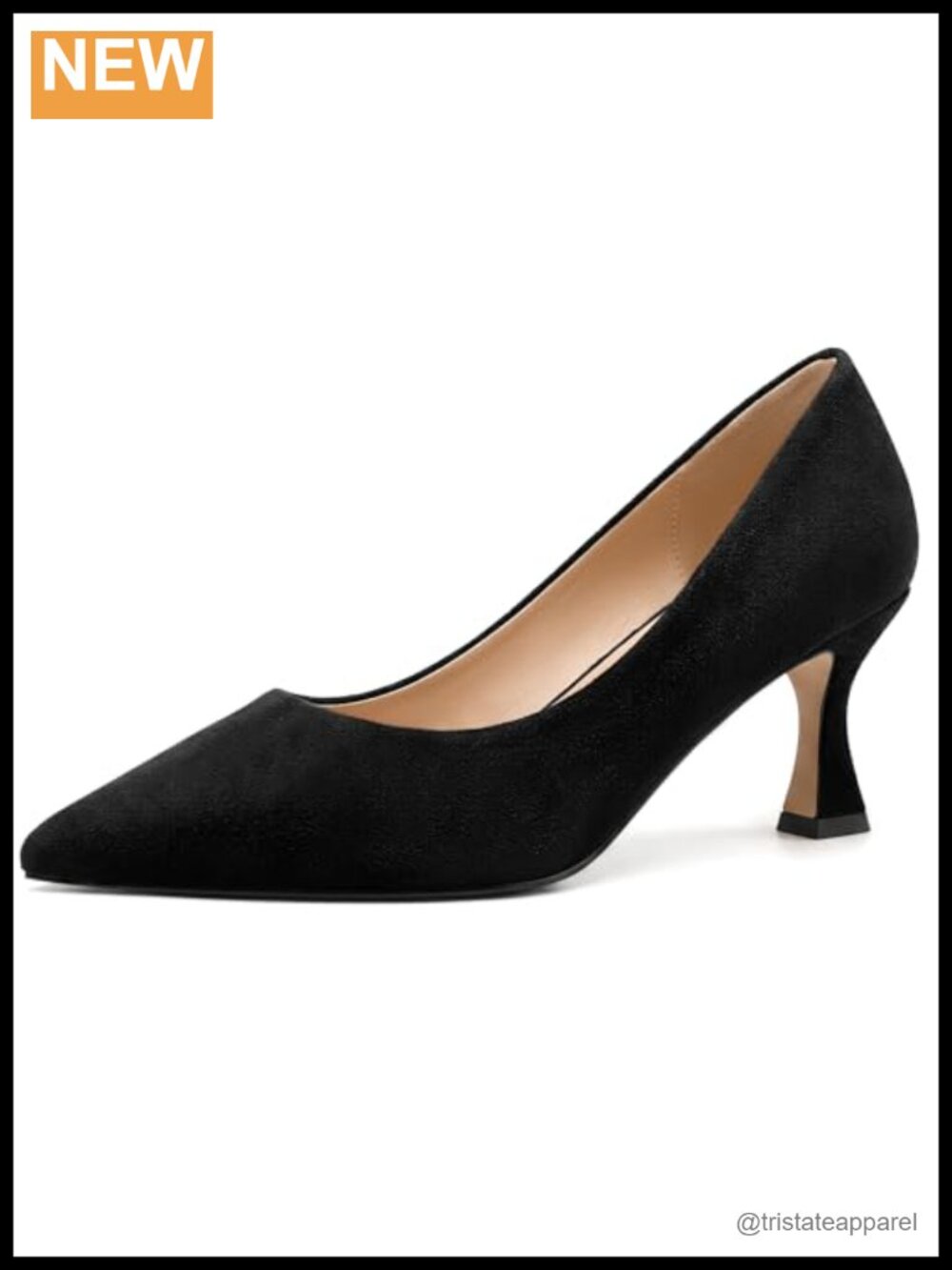 Pointed Toe Slip On Pumps 2.5 Inch High Heel Suede Wedding Dress Shoes